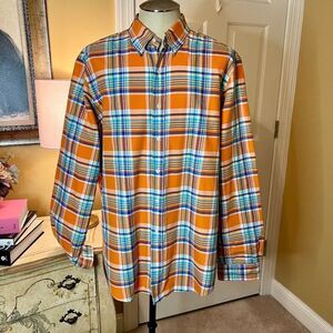 EUC Men's Ralph Lauren Orange Plaid Button Down Oxford Shirts Size XL